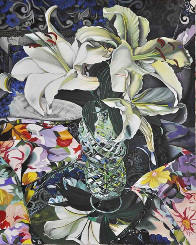 "Crystal Vase with White Asiatic Lilies" Oil on Canvas, 28" x 36" by Artist Chris Kirtz