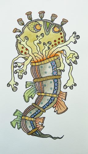 “Creepy Guy” Watercolour and Drawing Pens, 9.25” x 16.5” by artist Bea Roberts. See her portfolio by visiting www.ArtsyShark.com