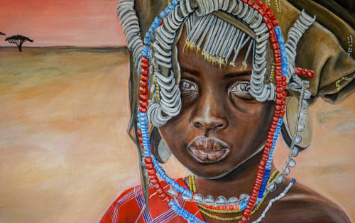 “Doto” Acrylic on Panel Board, 36” x 18” by artist Sierra Roberts. See her portfolio by visiting www.ArtsyShark.com