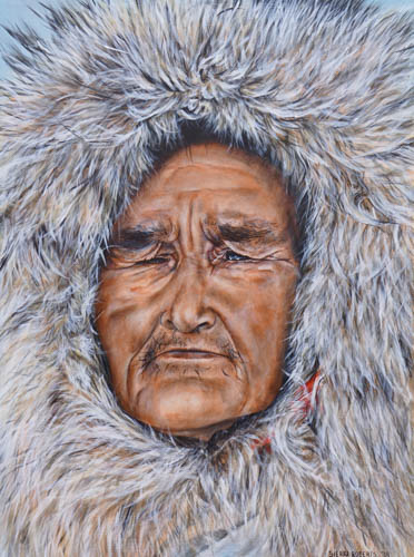 “Inuk” Acrylic on Panel Board, 18” x 24” by artist Sierra Roberts. See her portfolio by visiting www.ArtsyShark.com