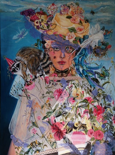 “Madame Garden Party” Acrylic on Linen, 30” x 40”