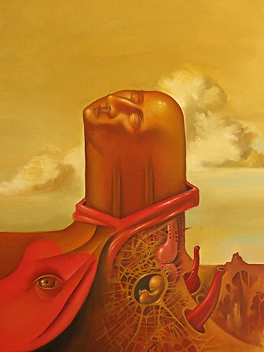 “Man Emerging from Itself” Oil on Canvas, 24” x 32” by artist Ruben Cukier. See his portfolio by visiting www.ArtsyShark.com