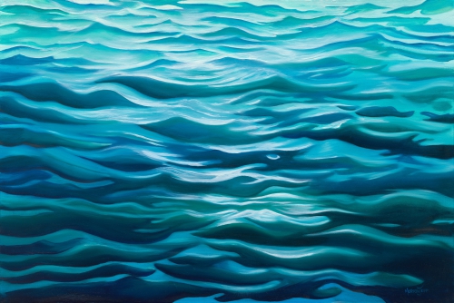 “Ocean Rhythms” Oil, 91cm x 61cm by artist Merrin Jeff. See her portfolio by visiting www.ArtsyShark.com