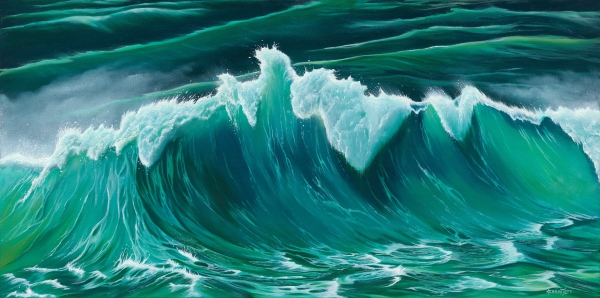 “Point Break” Oil, 91cm x 46cm by artist Merrin Jeff. See her portfolio by visiting www.ArtsyShark.com