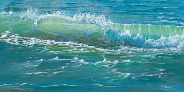 “Sea Spray” Oil, 91cm x 46cm by artist Merrin Jeff. See her portfolio by visiting www.ArtsyShark.com