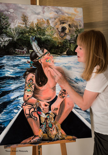 Artist Susan McLaughlin in her studio. See her portfolio by visiting www.ArtsyShark.com