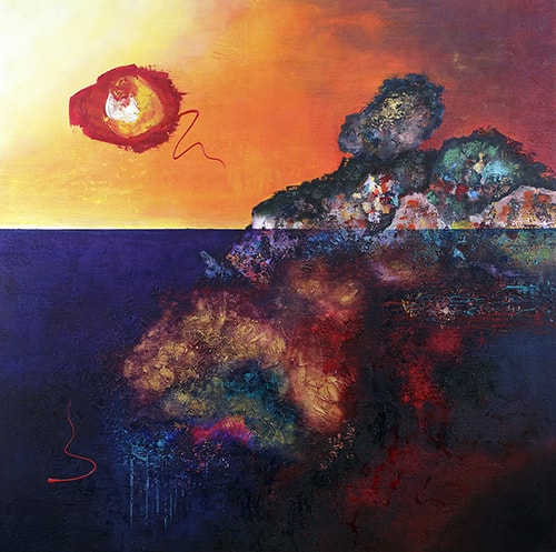 "Treasure Island" Acrylic on Canvas, 135cm x 135cm by artist Vasco Kirov. See his portfolio by visiting www.ArtsyShark.com