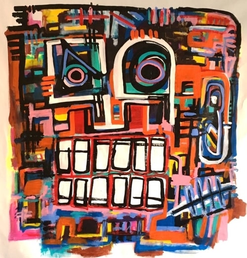 “Big Head” Spray Paint and Acrylic on Canvas, 48” x 48”