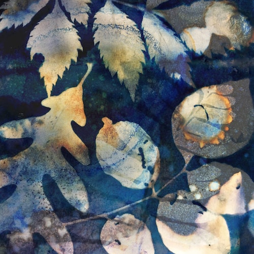 “Rusty Blues” Digital Art from Cyanotype Print, 12” x 12”