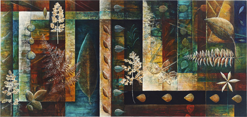 "Elevate" Botanical Mixed Media, 40" x 19" x 2"