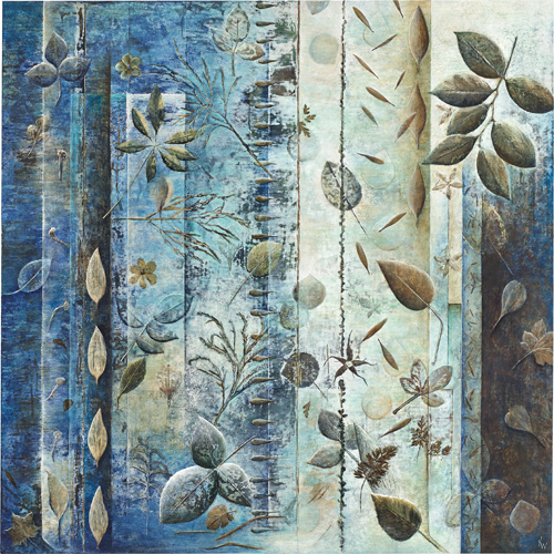 "Silver Linings" Botanical Mixed Media, 27" x 27" x 2"
