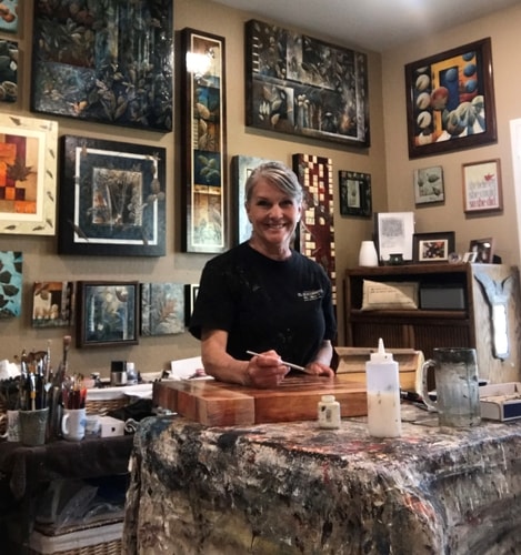 Artist Kim Walker in her studio