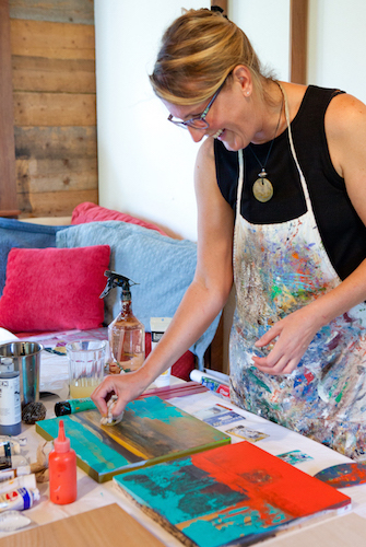 Artist Carol Meckling in her studio