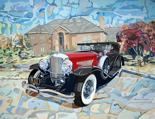 “Clem's Duesenberg” Gouache , 34” x 26”