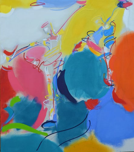 Colorful Abstract Expressionist painting by Linda Dumont