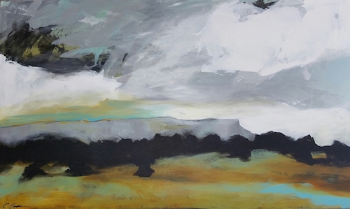 "Grey Mesa" Acrylic on Wood, 48" x 28"