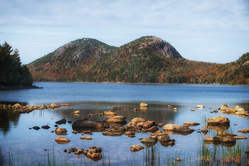 "Late Autumn Afternoon - Bubble Rock at Jordon Park in Acaida National Park, Maine" Photography, Various Sizes by Artist J. Carlee Adams