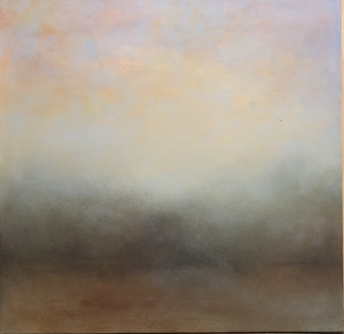 "Becoming Clear" Oil and Cold Wax, 25" x 25" by Artist Jane Mishkind