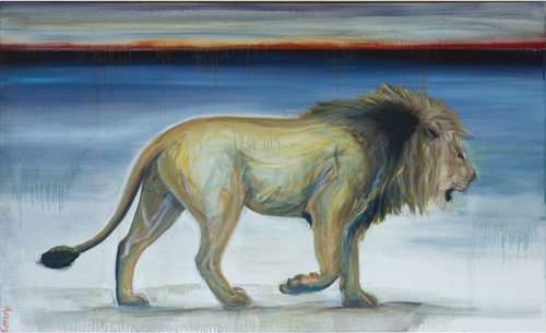 "Lion" Oil, 120cm x 100cm by Artist Karen Litson