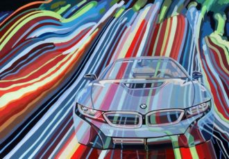 “NEON i8 BMW” Gouache, 26” x 22”