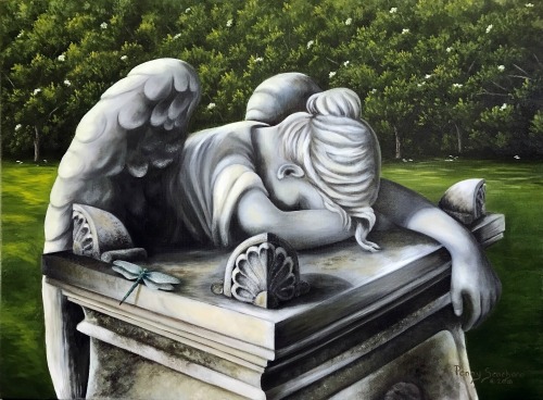 "Beneath the Wings" Oil on Canvas, 24" x 18" by Artist Penny Scarboro