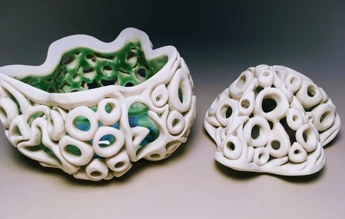 Porcelain POD Box, Sculpted and Pierced, 5" x 4.5"