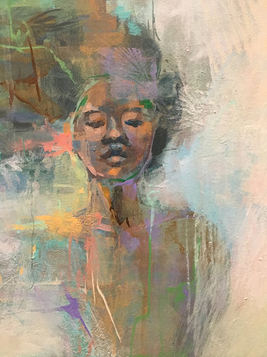 Pressed Flower detail, painting by Kimberly Santini