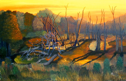 "Last Light on the Marsh" Acrylic on Canvas, 34" x 24" by Artist Robert Hinkelman