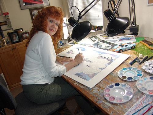 Artist Sue Steele Thomas in her studio