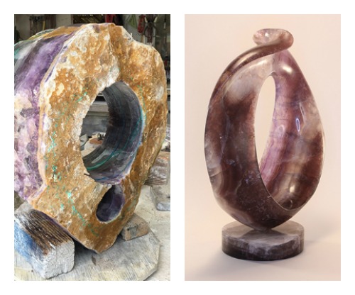 "RELIQUARY" (Left: In Process, Right: Finished Piece) Chinese Fluorite, 22" x 26" x 10"