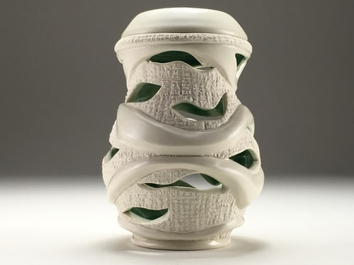 Textured Porcelain Vase with cover by Vivian Saich