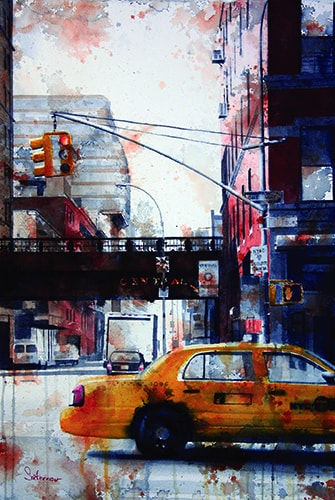 “Central Parking, West 27th St.” Watercolor, 15” x 22”