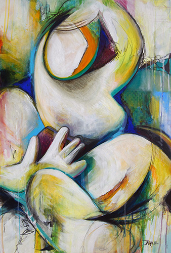 "Reading Between the Lines" Figurative abstract acrylic painting by Jeanette Jarville