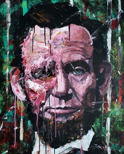 Abstract portrait of Abraham Lincoln Acrylic painting by Shawn Conn