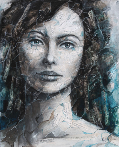 “Evasion” Acrylic and Collage on Canvas, 24” x 30” x 1.5”