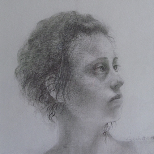 "Acrobat" Pencil on Paper portrait of a youth by Maggie Wright