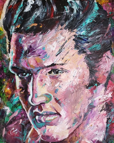 "Blue Suede Shoes" Acrylic painting of Elvis Presley by Shawn Conn