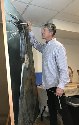 Artist Bob Crane at work in his studio