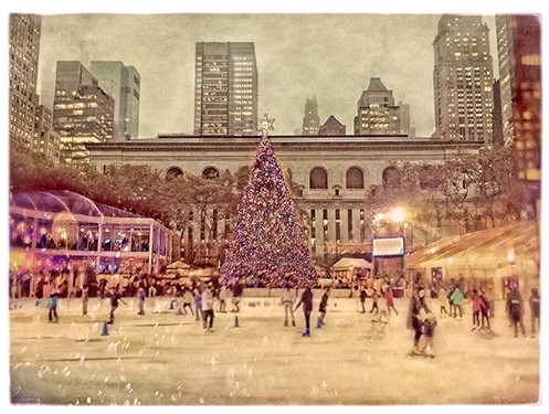 New York City Christmas Tree in Bryant Park altered photo by Alex Benjamin