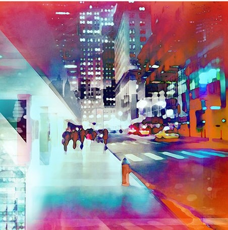 "City Lights" Multi-layered photo print of New York City by Alex Benjamin