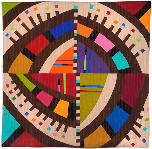 Contemporary abstract patterned fiber quilt by Cindy Grisdela