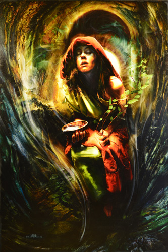 Figurative Oil Painting of the Oracle at Delphi by artist Brad Walker