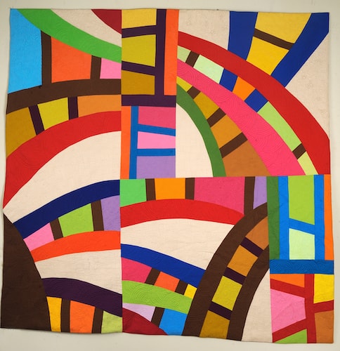 Contemporary abstract patterned fiber quilt by Cindy Grisdela