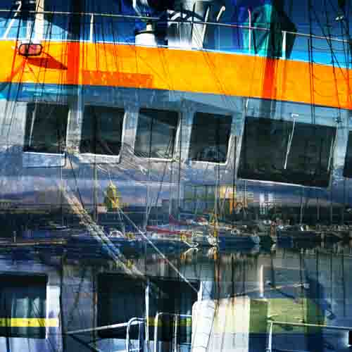 "Harbor 1" Photo Collage of boats in a marina by Steve Bennett