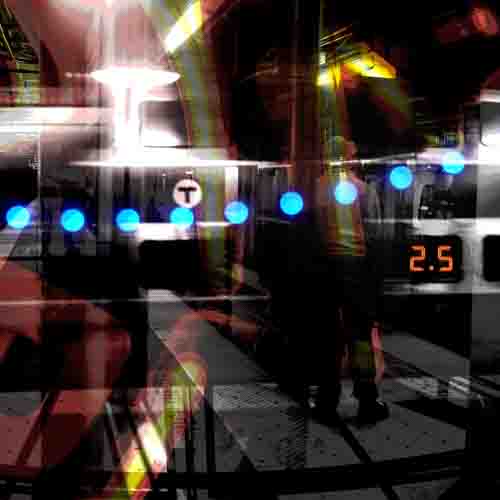"Last Stop" Photo Collage of a train platform at night by Steve Bennett