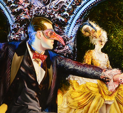 Detail of "Masquerade" a large oil painting of a historic masked ball by Brad Walker