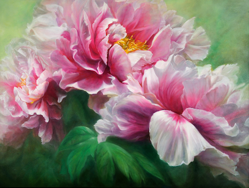Pink Peonies oil painting by artist Joyce Lee