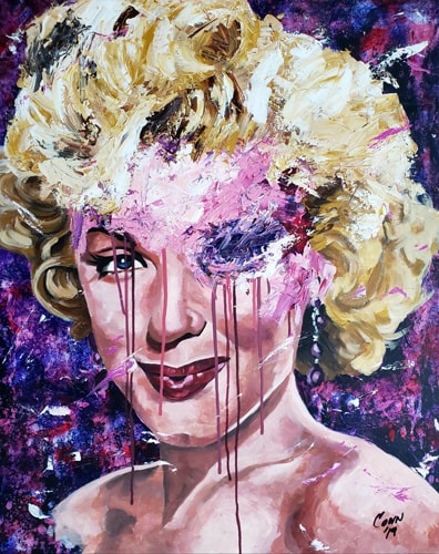 Abstract acrylic portrait of Marilyn Monroe by artist Shawn Conn