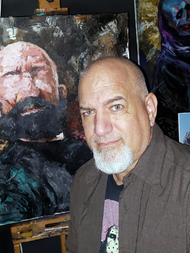 Artist Shawn Conn in his studio