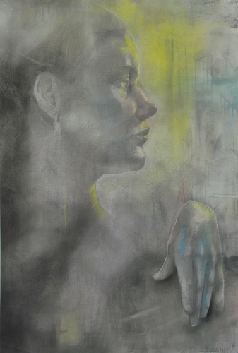 "Suzanne" A muted Pastel and Pencil on Paper portrait of a woman by Maggie Wright